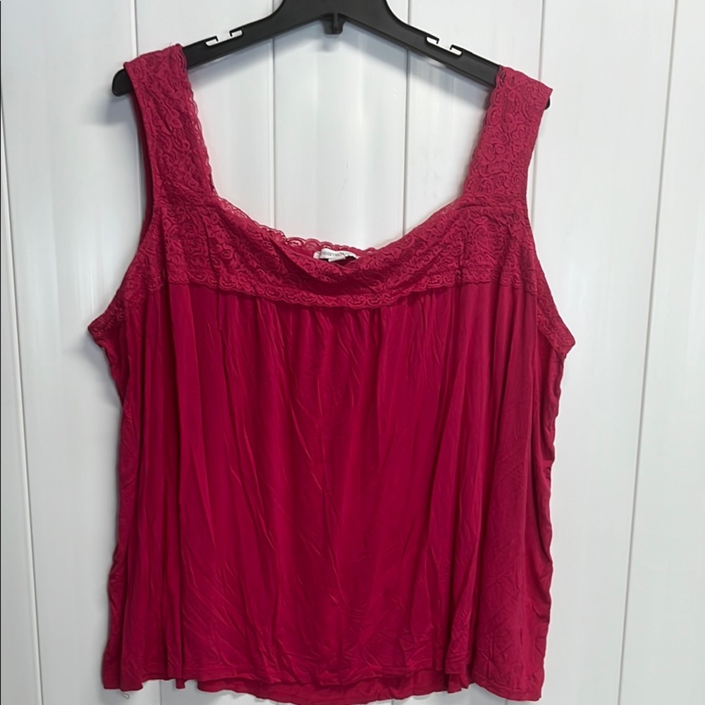 Women's Pink Lace Trim Tank Top size 4X 34/36